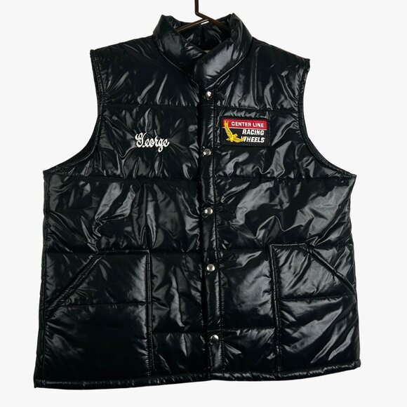 Vintage Center Line Racing Apparel Puffer Vest X-Large Nylon/Polyester Black - Picture 13 of 13